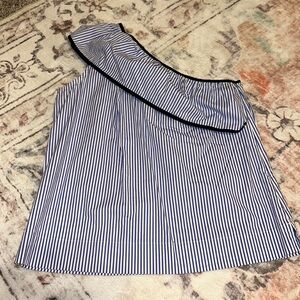 J. Crew women’s size 4, blue striped one-sleeve blouse